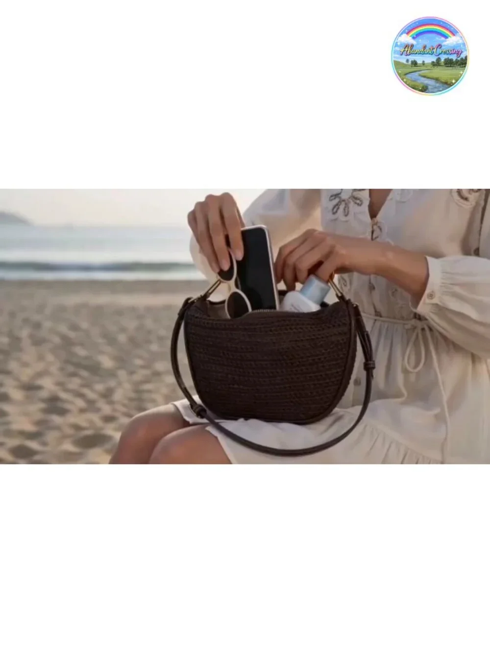 Handmade Straw Crossbody Bag for Women Summer Beach Satchel Purse Woven
